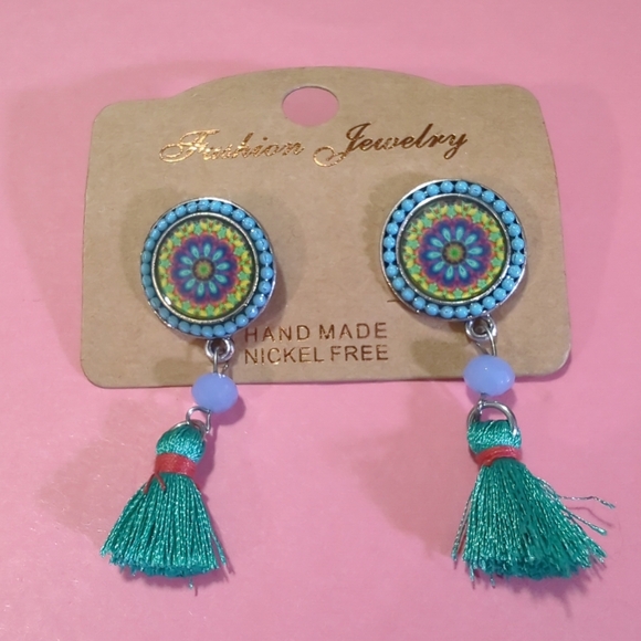 Teal & Purple Tassel Dangle Earrings New With Tag Fashion Jewelry - Picture 3 of 13